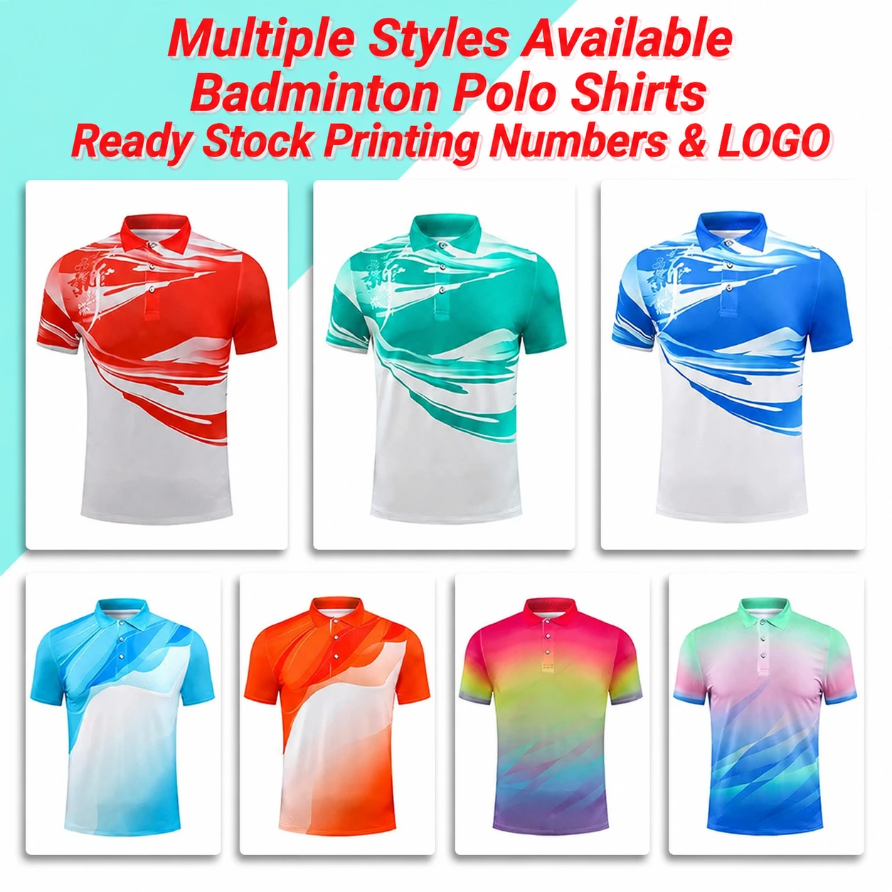 Polos de bádminton al por mayor en stock para hombre y mujer, de secado rápido y transpirables