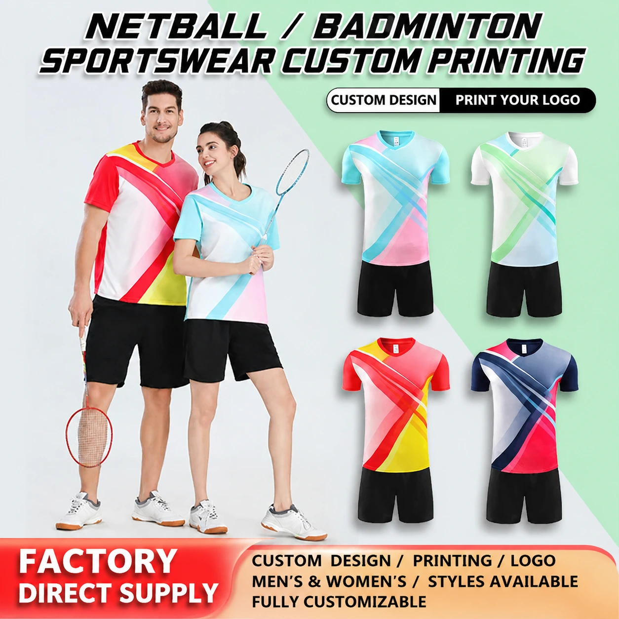 Wholesale Custom Logo Badminton Tennis Shirts Unisex Quick-Dry Breathable