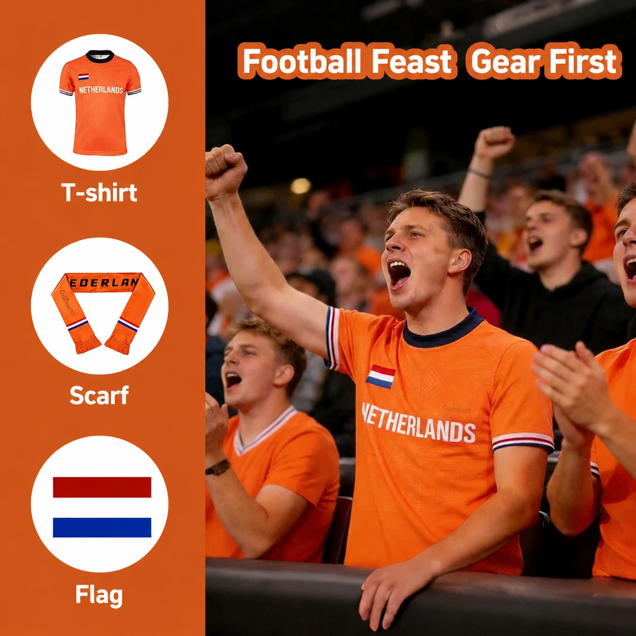 Custom Netherlands Team Jersey Fan T-Shirt for World Cup