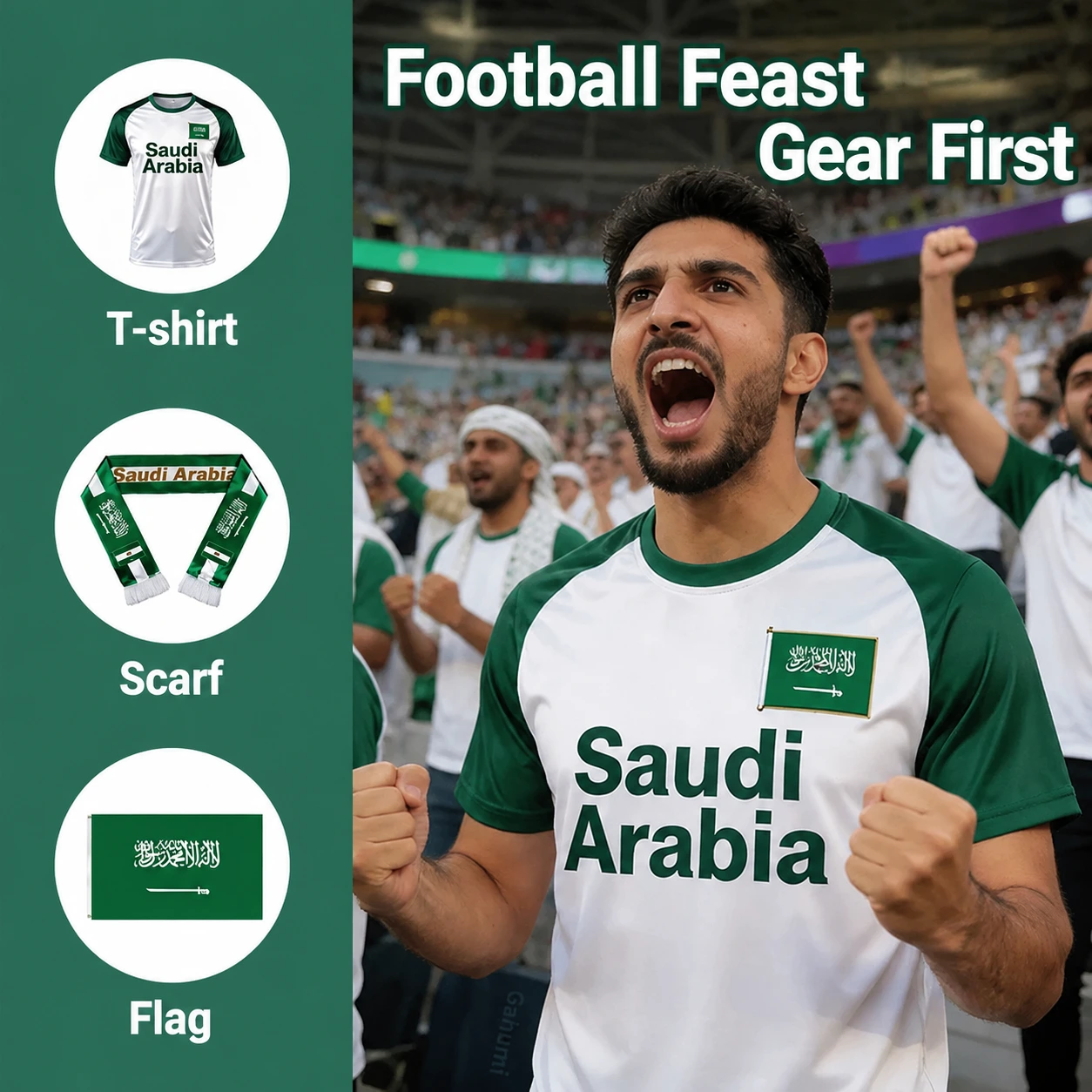 Custom Saudi Arabia Soccer Fan T-Shirt for World Cup Events