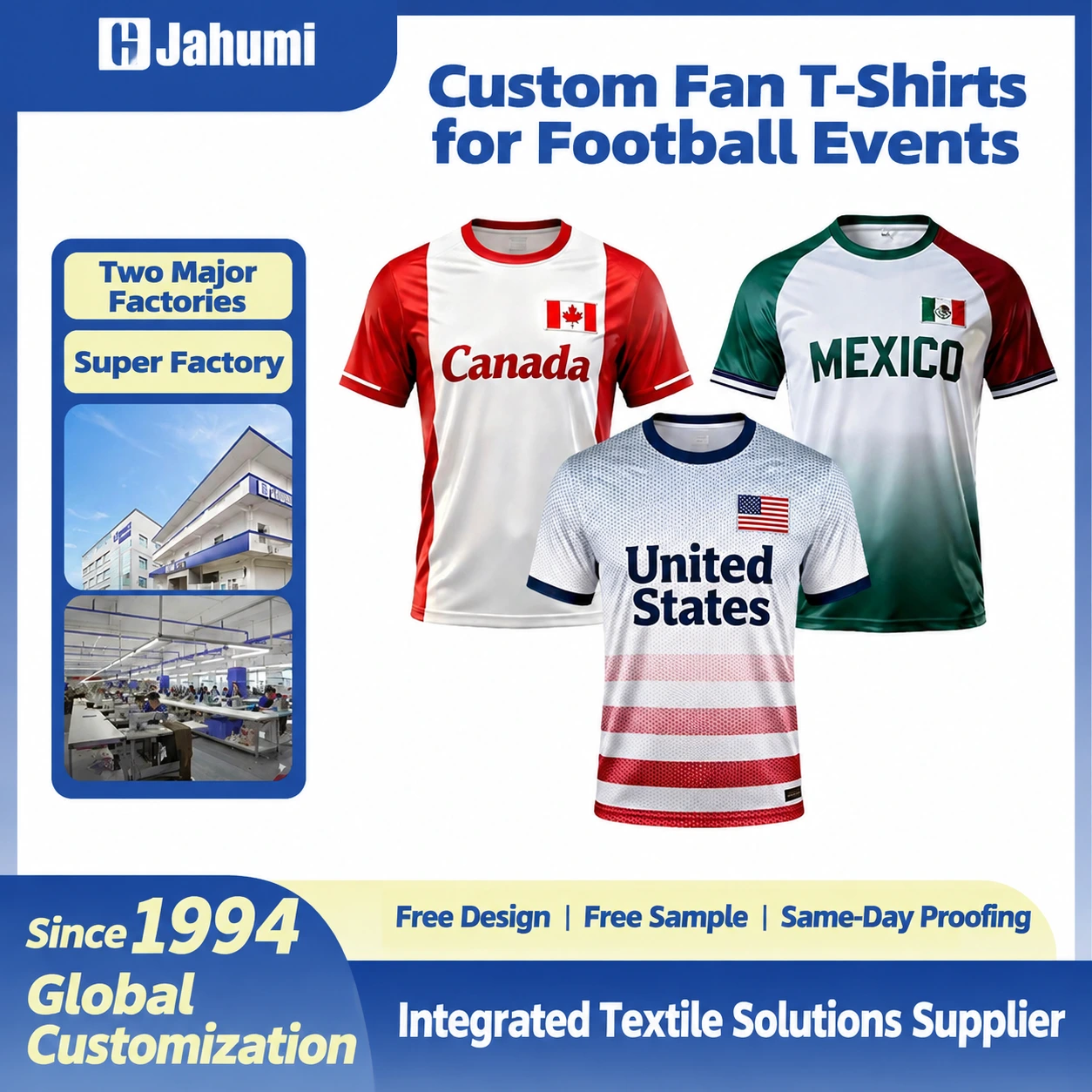 Custom 2026 USA-Canada-Mexico Soccer Fan Team Jersey Short Sleeve T-Shirt